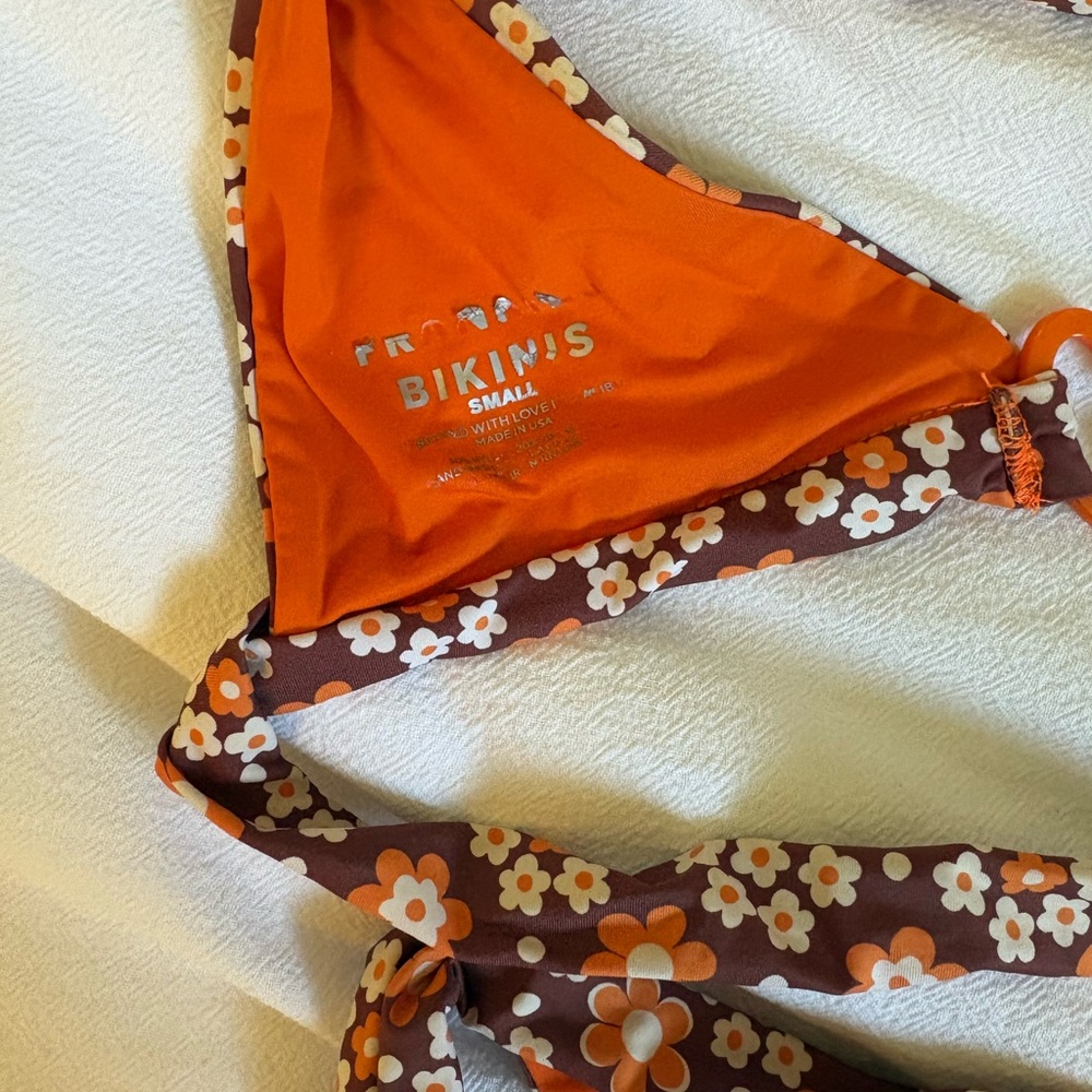 Frankie’s Bikinis Floral Brown & Orange Two-Piece Bikini - Picture 3 of 4